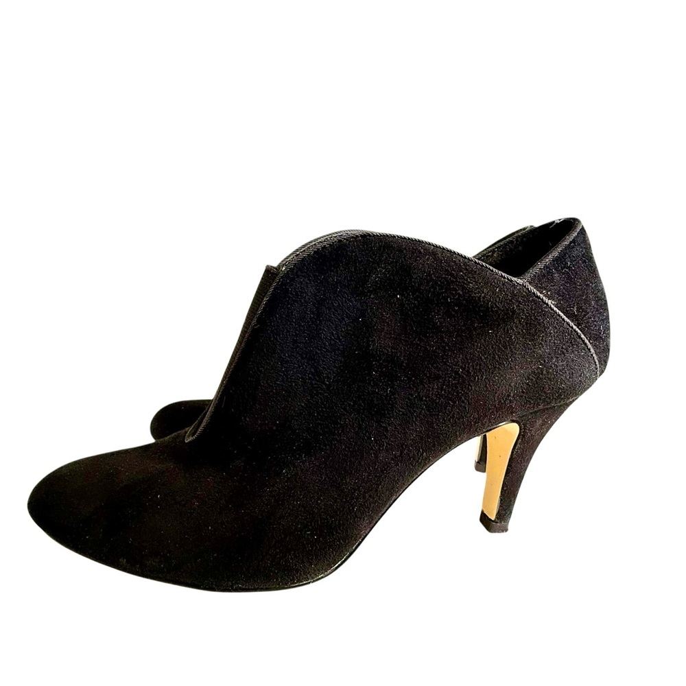 Adrienne Vittadini Black Suede Pointed Toe Heeled Booties, Size 7